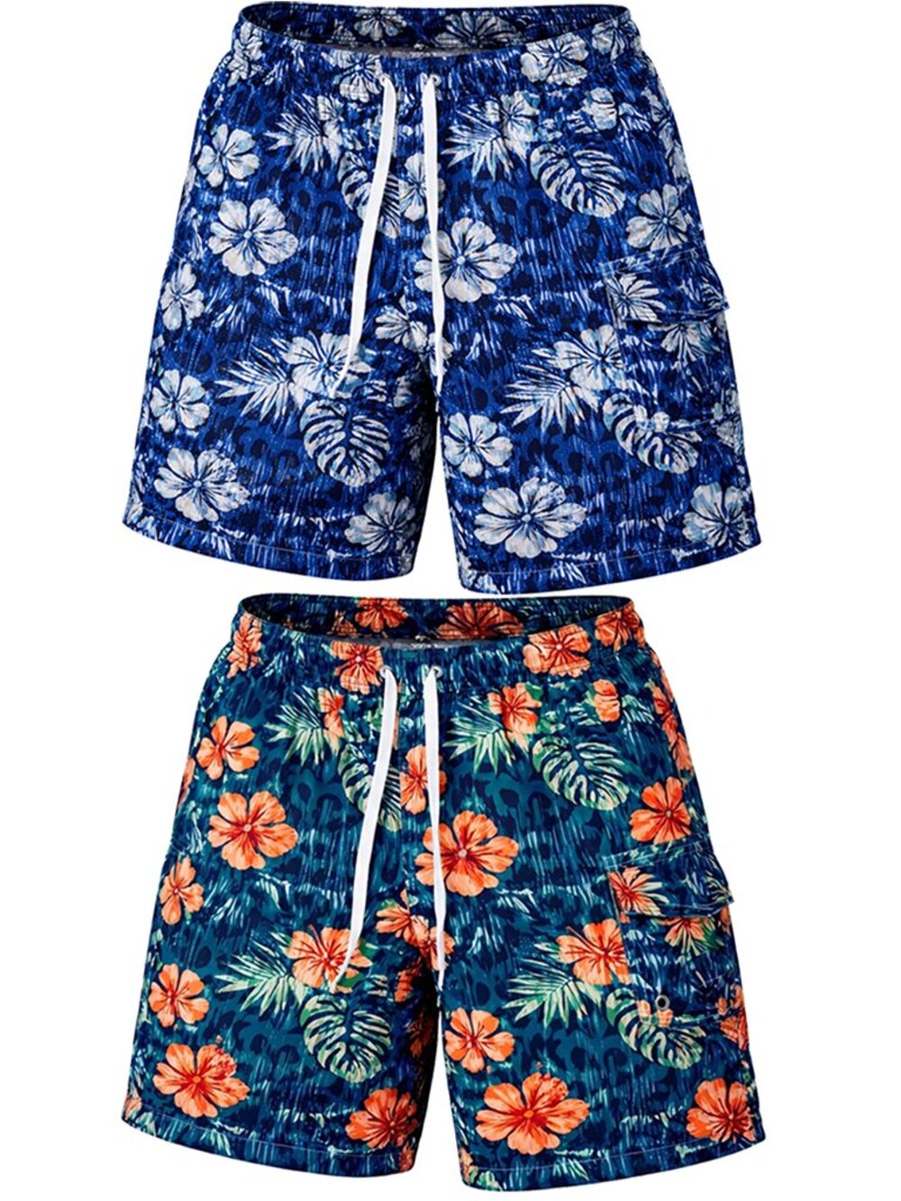 Men’s 2 Pack Swim Trunks Cargo Shorts Quick Dry Mesh Liner Board Swim Shorts